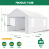 10x20ft Carport Heavy Duty, Portable Garage with Removable Sidewalls, Sun Shelter for Beach And Outdoor Camping, Ventilated Windows & Built-in Sandbags, Car Canopy for Truck, Boat, SUV with Waterproof And UV Resistant, Suitable for Outdoor Use White Color