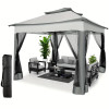 10x10 Pop Up Gazebo with Mosquito Nettings, Waterproof Outdoor Gazebo, with Sidewalls Patio Gazebo Tent for Backyard, Garden, Lawn, Parties with Vented Roof and Carry Bag Light Gray + Dark Gray