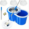 [3 Microfiber Mop Replacement Heads] Mop Bucket Set, Spin Mop And Bucket And Wringer Set, Bathroom Mop Bucket, 360Â° Spin Mop Bucket System With 3 Microfiber Mop Replacement Heads And 61in Stainless Steel Adjustable Handle  Upgrade Blue Color