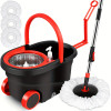 [3 Microfiber Mop Replacement Heads] Mop Bucket Set, Spin Mop And Bucket And Wringer Set, Bathroom Mop Bucket, 360Â° Spin Mop Bucket System With 3 Microfiber Mop Replacement Heads And 61in Stainless Steel Adjustable Handle Upgrade Black 2 Color