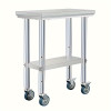 Stainless Steel Prep Table Heavy Duty 30Ã—12Ã—34 Inch Stainless Steel Prep Table With 4 Casters - Commercial Kitchen Restaurant Business Food Worktable
