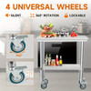 Stainless Steel Prep Table Heavy Duty 301234 Inch Stainless Steel Prep Table With 4 Casters - Commercial Kitchen Restaurant Business Food Worktable