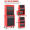 6-Drawer Tool Chest, Multifunctional Detachable Tool Chest, 3-in-1 Rolling Tool Storage Cabinet with Auto Locking System & Lockable Wheels & Detachable Top for Garage Workshop Black & Red