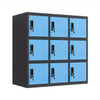 9 Door Storage Locker for Employee, Metal Locker for Office, Gym, School, Lockable Black Steel Locker with Lock and Card Slot for Home, Garage Color Blue