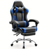 Gaming Chair, Computer Chair With Footrest And Lumbar Support, Height Adjustable Game Chair With 360°-Swivel Seat And Headrest And For Office Or Gaming Blue Color