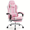 Ultimate Gaming Throne - Ergonomic Computer Chair with Footrest, Lumbar Support, Height Adjustment, 360Â° Swivel, Headrest, and Breathable Mesh for Long-Lasting Comfort and Productivity in Office or Gaming Sessions Pink Color