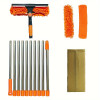 1 Set, 2in 1 Window Cleaning Brush And Scraper Set with Telescopic Pole, Reusable Hardness Brush, High Reach Outdoor And Glass Cleaning Tools, Contains Multiple Parts And Machine Washable Flannel Cloth, Christmas Gift, Halloween Gift Orange