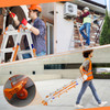 Heavy-Duty Aluminum Ladder 20ft-6Step Aluminum Extension Ladder - Multi-Position with Stabilizer Bar & Wheels, 330 lbs Capacity, for Indoor & Outdoor Use, Roof & Stairs, Orange & White Design