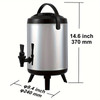 Stainless Steel Insulated Beverage Dispenser, 1.5 Gallon 6 Liter, Thermal Hot and Cold Drink Server Dispenser with Spigot Handle, Food-grade for Hot Tea Coffee Water Restaurant Drink Shop