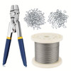 304 Stainless Steel Wire Rope Crimping Kit, 200ft 1/16" Cable with 7x7 Strand Core, Includes 200 Aluminum Crimping Loops and 50 M2 Stainless Steel Thimbles, Corrosion Resistant, High Strength, No Battery Required