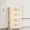 Large Capacity Folding Storage Bin with Dustproof Double Doors - Ideal Versatile Organizer (4 Floors) Cream Color