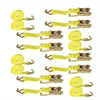8-Pcs 2"x15' 5000 Lbs Ratchet Straps With J Hook Heavy Duty Tie Downs