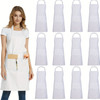 12 Pack Unisex Apron - Adjustable Waterdrop Resistant Apron with 2 Pockets for Chef, BBQ, Drawing - Cooking Kitchen Apron Bulk White 12pcs
