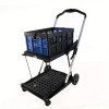 200 lbs Capacious 2-Layer Folding Shopping Cart with Wheels – Collapsible Storage Wagon for Groceries, Sturdy Hand Truck for Everyday Hauling