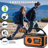 Emergency Weather Radio 12000mAh Portable Emergency Weather Radio - Hand Crank Radio AM/FM/NOAA Radio Solar Radio - 2 Solar Panels, 3 Charging Methods, SOS Alarm, 3 Modes Flashlight, Mobile Phone Charger, Reading Light Orange