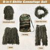 5 In 1 Ghillie Suit, 3D Camouflage Hunting Apparel Including Jacket, Pants, Hood, Carry Bag, For Outdoors, Hunting Gear Or Tactical Simulation Size S-M