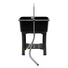 Modern Black Freestanding Utility Sink with 360Â° Swivel Faucet, Storage Shelf & Washboard - Perfect for Bathroom & Laundry Room, Contemporary Style