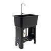 Modern Black Freestanding Utility Sink with 360Â° Swivel Faucet, Storage Shelf & Washboard - Perfect for Bathroom & Laundry Room, Contemporary Style