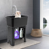Modern Black Freestanding Utility Sink with 360° Swivel Faucet, Storage Shelf & Washboard - Perfect for Bathroom & Laundry Room, Contemporary Style
