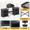 Folding Camping Table with Aluminum, Portable Grill Table, Storage Organizer, Windscreen and Carry Bag, Perfect for Outdoor Cooking and Picnics