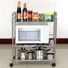 3-Tier Stainless Steel Rolling Cart with Wheels - Versatile Kitchen & Dining Storage Rack, Microwave & Oven Shelf, Perfect for Home, Outdoor Parties, Hotels & Restaurants