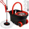 Mop Bucket with Wringer Set, Plus Size 360° Mop Bucket Floor Cleaning System with 3 Microfiber Replacement Mop Head Refills, 61" Adjustable Stainless Steel Handle, 2X Wheel for Home Cleaning