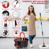 Mop Bucket with Wringer Set, Plus Size 360° Mop Bucket Floor Cleaning System with 3 Microfiber Replacement Mop Head Refills, 61" Adjustable Stainless Steel Handle, 2X Wheel for Home Cleaning