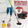 Mop Bucket with Wringer Set, Plus Size 360Â° Mop Bucket Floor Cleaning System with 3 Microfiber Replacement Mop Head Refills, 61" Adjustable Stainless Steel Handle, 2X Wheel for Home Cleaning