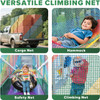 Double Layers Climbing Cargo Net - 6.6FT x 9.9FT Heavy Duty Playground Safety Net for Kids Backyard, Tree Fort & Jungle Gyms | Treehouse Accessories with Storage Bag & Carabiners (Colored)