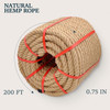 Natural Hemp Rope 3/4 in X 200 Ft Twisted Manila Rope 3/4 inch Thick Jute Rope for Crafts, Porch Swing Rope, Hemp Rope for Decor, Railing, Docks, Landscaping