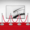 Crowd Control Stanchion, Set of 4 Pieces Silver Stanchion Set, Stanchion Set with 5 ft/1.5 m Red Velvet Rope, Crowd Control Barrier
