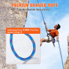 10.2mm Dynamic Climbing Rope, 60M(197ft) Outdoor Rock Climbing Rope 25KN Breaking Tension, Stretchable Fiber Rope with Steel Snap Hooks for Escape, Rappelling, Fire Rescue, Blue