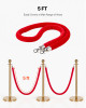 4 Pcs Red Velvet Stanchion Ropes, 5 ft Crowd Control Stanchion Red Velvet Ropes with Silver Hooks, Post Queue Barrier Carpet Rope for Carpet Events Movie Theaters Grand Openings Hotels Party
