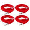 4 Pcs Red Velvet Stanchion Ropes, 5 ft Crowd Control Stanchion Red Velvet Ropes with Silver Hooks, Post Queue Barrier Carpet Rope for Carpet Events Movie Theaters Grand Openings Hotels Party