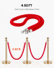 2 Pcs Red Velvet Stanchion Ropes, 5 ft Crowd Control Stanchion Red Velvet Ropes with Silver Hooks, Post Queue Barrier Carpet Rope for Carpet Events Movie Theaters Grand Openings Hotels Party