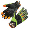 Ergodyne 924 S Lime Hybrid Dorsal Impact-Reducing Gloves - Full-Finger TPR, Padded Palm, Hi-Vis Mesh