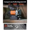 Low Profile Magnetic Drill Press - 1300W, 1.4" Boring Diameter, 2248 lbf Magnetic Force, 650 RPM Speed, Weldon Shank, Portable Industrial Metal Drilling Machine