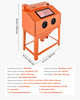 115 Gallon Sandblasting Cabinet with 31-Gallon Media Hopper, Dual Blasting Guns, 1.6HP Dust Collector, Heavy-Duty Steel Construction