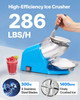 286 lbs/h Commercial Ice Crusher, 300W Electric Snow Cone Machine, 2000 RPM, 4 Blades, Stainless Steel with Bowl & Cover, Blue