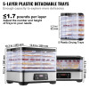 Food Dehydrator Machine, 5‑Tray, 300W, Digital Timer & Temperature Control, ETL Listed