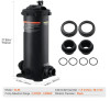 Cartridge Pool Filter, 50 Sq.Ft Area, Leak‑Proof Housing, Pressure Gauge & Relief Valve