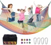Climbing Net for Kids - 9.9FT x 6.6FT Double Layers Heavy Duty Playground Safety Net, Climbing Cargo Net for Tree House Tree Fort, Back Yard, Jungle Gyms, Monkey Bar Security Mesh（Rainbow）