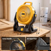 Battery Powered Fan Compatible with Dewalt 20V Max Battery, 750 CFM Cordless Jobsite Fan with AC Adapter, Brushless Motor Portable Shop Fan for Camping, Garage, Workshop, Outdoor (Tool Only)