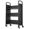 Rolling Library Book Cart, 330 lbs Capacity, 30.3 x 15 x 48.0-Inch Library Cart, Single Sided V-Shaped Shelves with 3-Inch Lockable Wheels, Book Truck for Home Shelves Office and School, Black