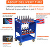 BT40 Blue Classic Mobile CNC Tool Storage Cart, CAT40 CNC Tool Holder Keeper Utility Carts with Wheels, CNC Tool Service Carts for Warehouses Machining Centers