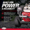 Simpson PowerShot 3500 PSI Gas Pressure Washer, 2.5 GPM, Honda GX200 Engine | Gas Power Washer For Professionals. AAA Triplex Pump, 25' MorFlex Hose, 5 Nozzles, Steel Frame. 49-State Compliant. PS3228