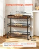 Bar Cart with Wheels, Large Wide 3-Tier Rolling Serving Cart, 34.64-Inch Beverage Station with Wine Rack, Glass Holder and S Hooks for Home Kitchen, Rustic Brown and Black