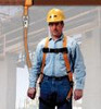 Universal-sized, full-body harness w/tongue buckle leg straps (T4500/U); 6' (1.8m) tubular shock-absorbing lanyard (T5111/6FT); and 6' (1.8m) cross-arm strap (T7314/6FT)