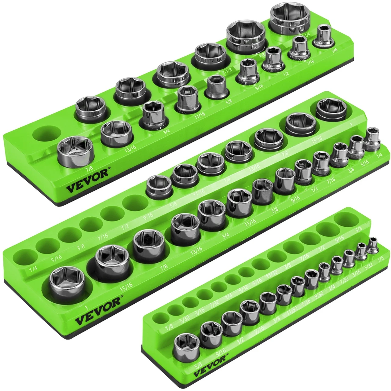 3-Pack Metric Magnetic Socket Organizers, 1/2-inch, 3/8-inch, 1/4-inch ...