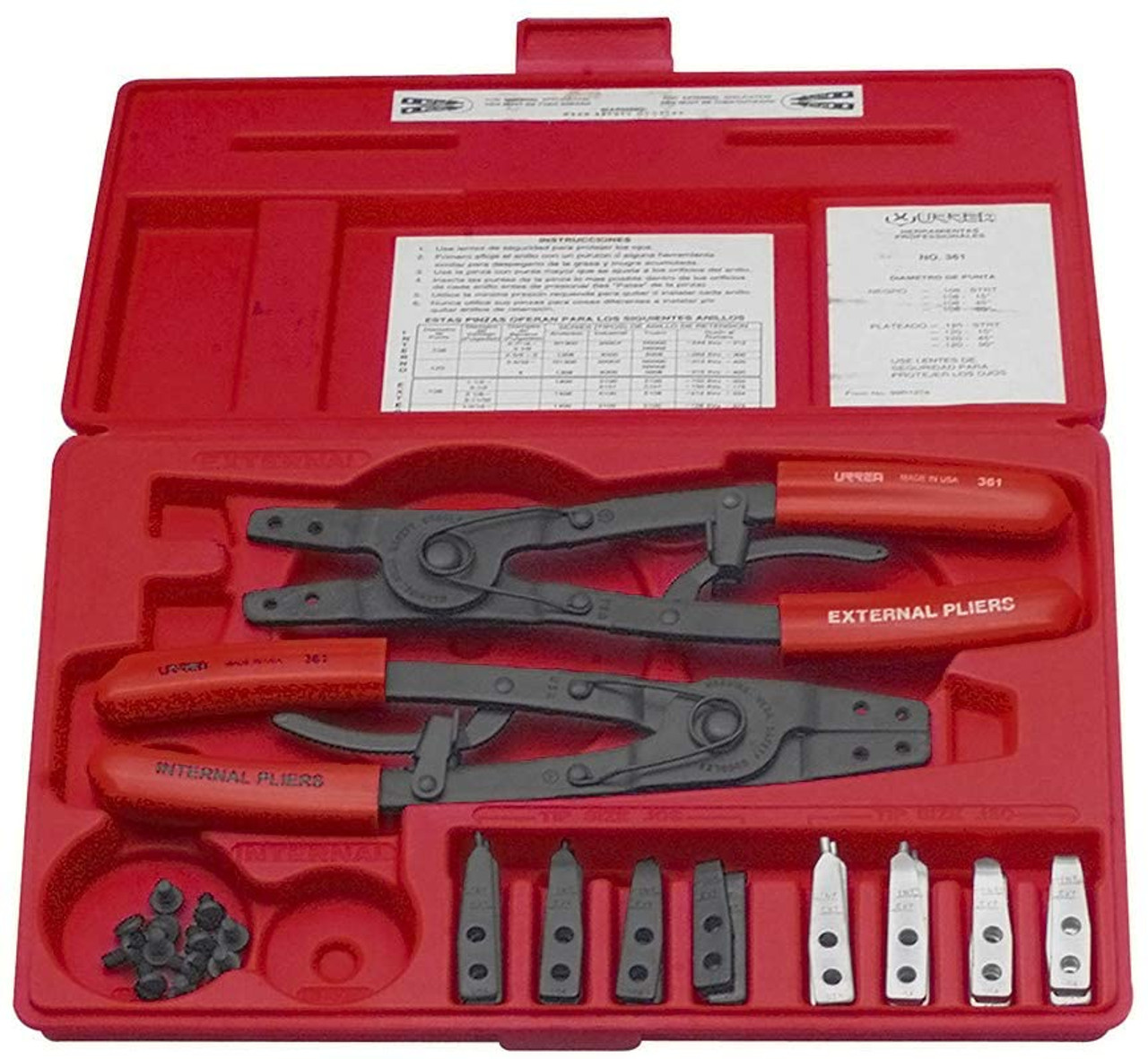 Heavy Duty Retaining Ring Pliers And Tips 18 Pieces Set 361